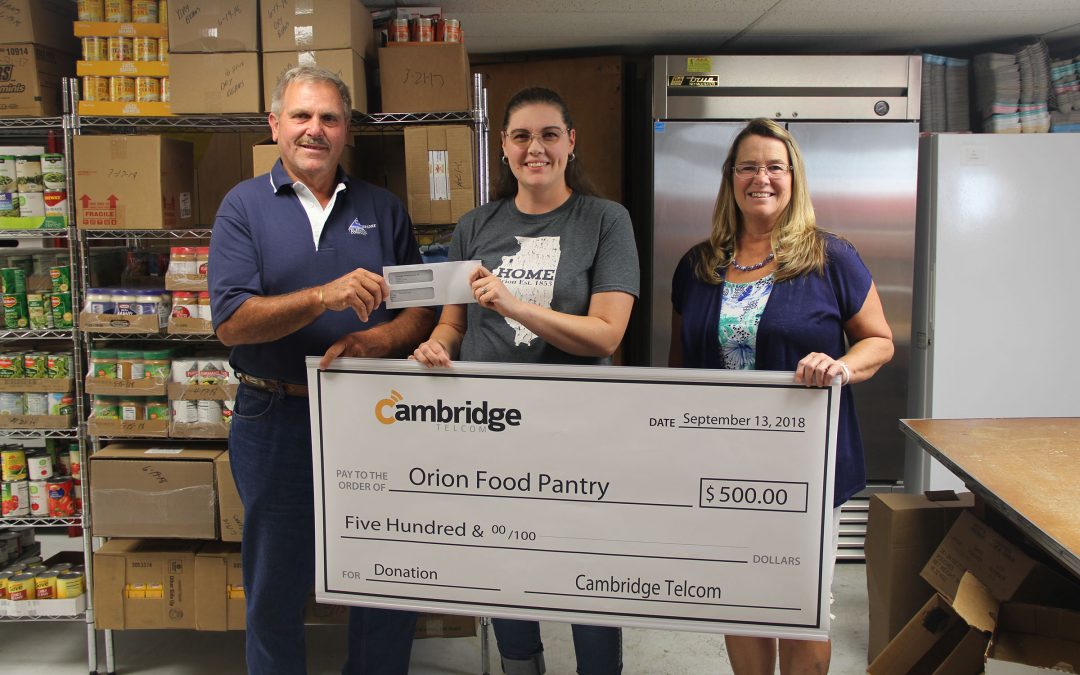 Cambridge Telcom donates $500 to the Orion Food Pantry