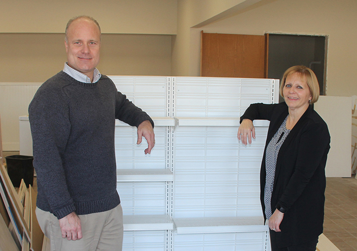 shelving donation to Geneseo Food Pantry