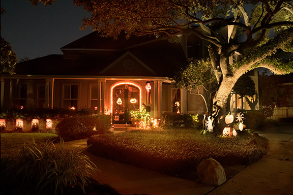 home decorated for halloween